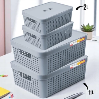 Conjunto 4 Caixas Organizadoras com Tampa Caixa para Organização 11 Litros 2 Litros em Oferta na Shopee