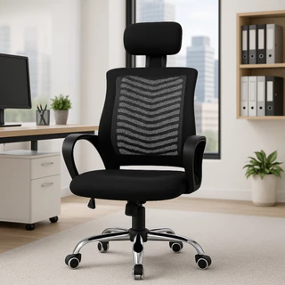 Cadeira Presidente para Escritório Diretor Com Encosto de Cabeça + Banco Ajustável em Oferta na Shopee