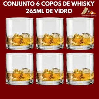 CONJUTO KIT COM 6 PÇS Copo De Vidro Para Whisky Bar Rocks Nadir Figueiredo 265ml 6 PÇS