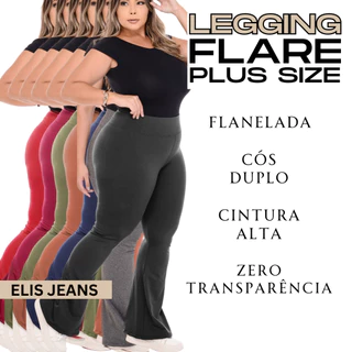 Calça Legging Plus Size Bailarina Flare Flanelada Boca De Sino em Oferta na Shopee