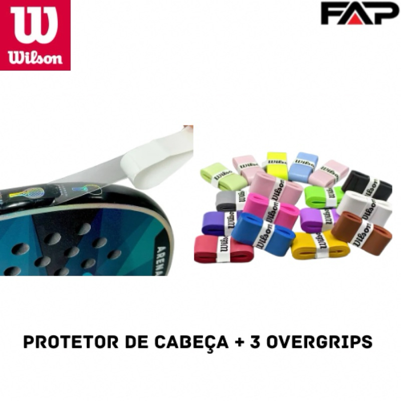 Kit 1 Protetor de Cabeça + 3 Overgrips Wilson Pegajoso - Para Raquetes ...