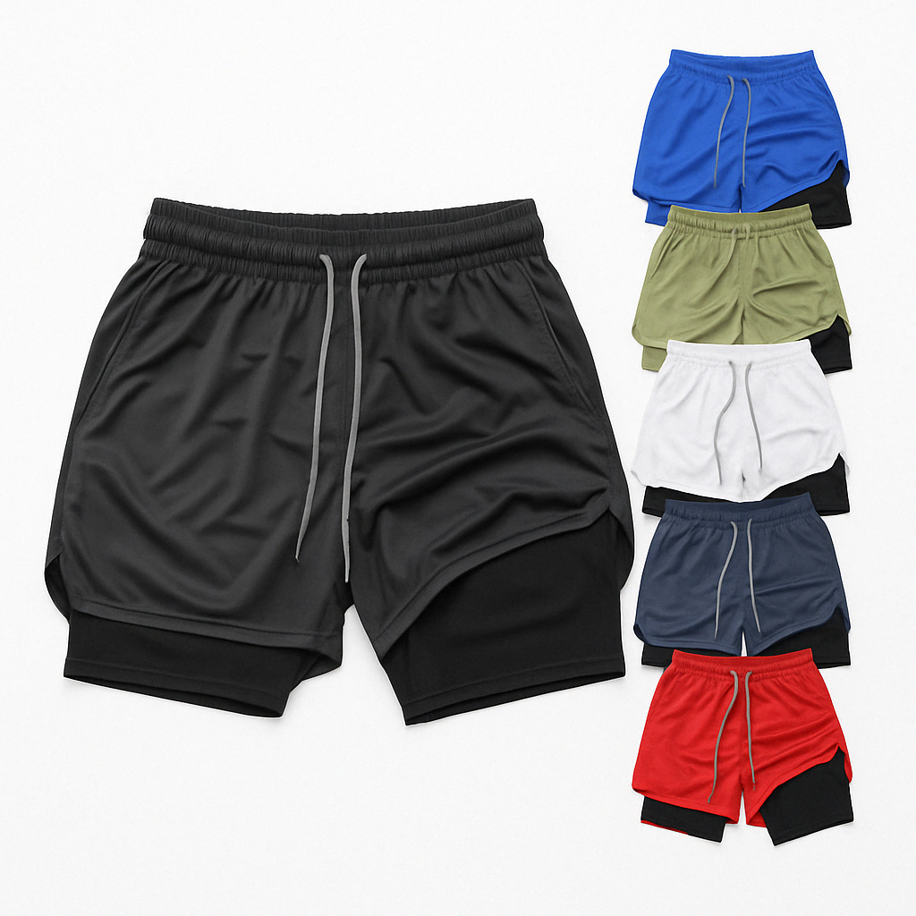 Kit 3 Shorts Para Academia Bermuda 2 em 1 Forrados Com Bolso Extra Original