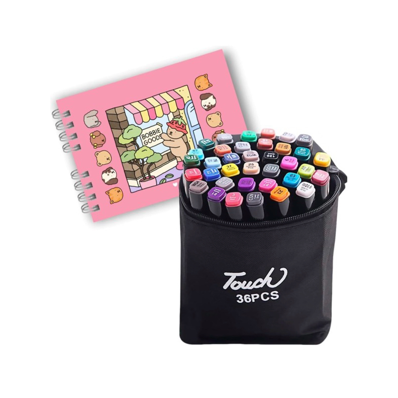 Kit Bobbie Goods Capa Dura + Caneta Touch 36 Cores | Shopee Brasil