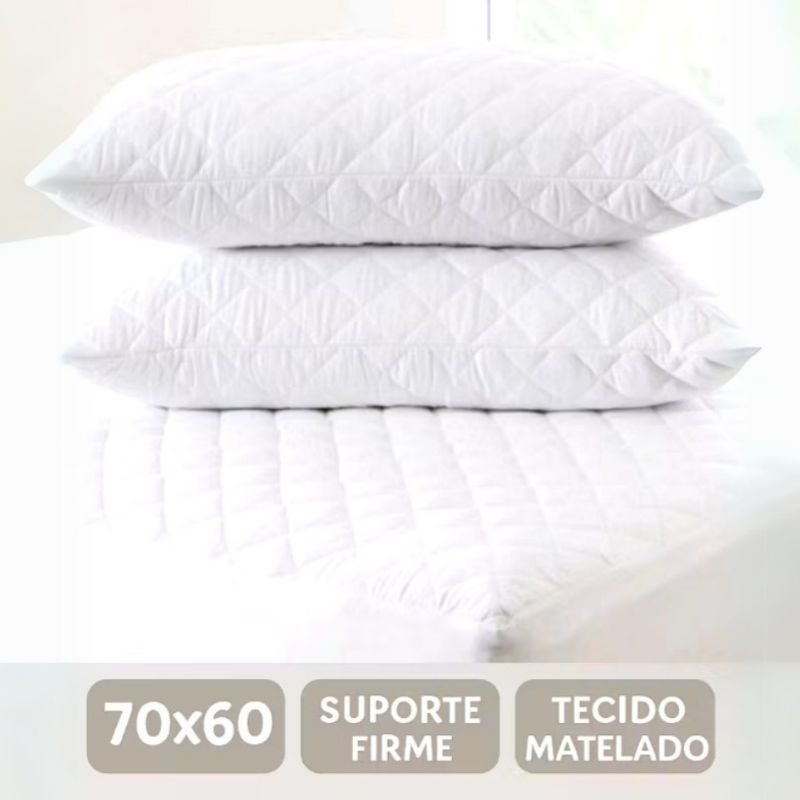 kit 2 Travesseiros Premium Conforto e Luxo suporte firme - Alto 100% ...