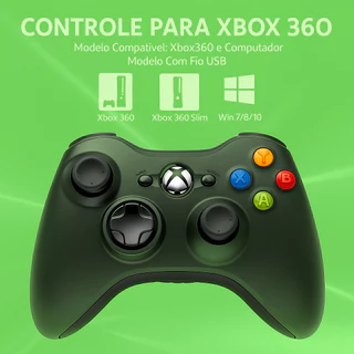 Controle com Fio USB compatível Xbox 360 e PC – Console Preto