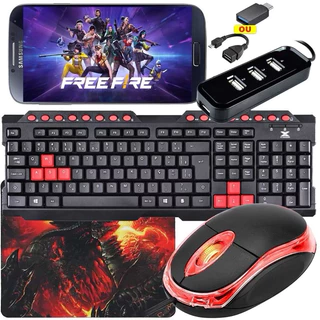 Kit Mobilador Gamer Com Teclado Vermelho Multimidia  + Mouses Para Jogos + Pad Speed em Oferta na Shopee