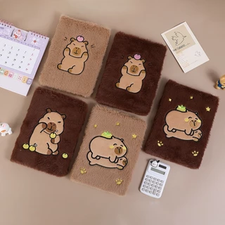 Caderno de Pelucia Estampa Capivaras A5 80 Folhas - Papelaria Criativa