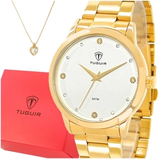 Relógio Feminino Dourado Tuguir Com garantia de 1 ano Original Prova D