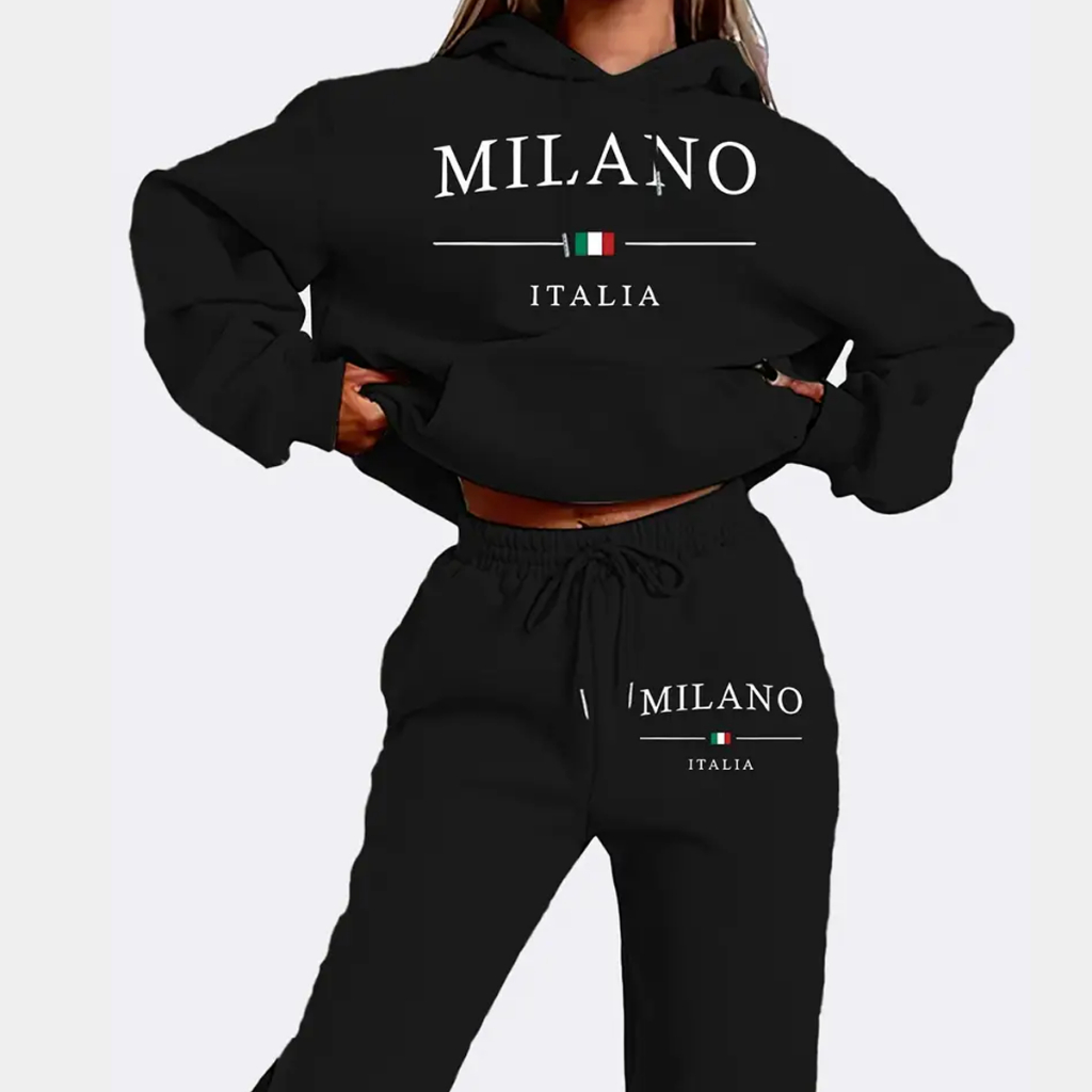 Conjunto Feminino Moletom Tradicional Blusa E Calça Milano Italia