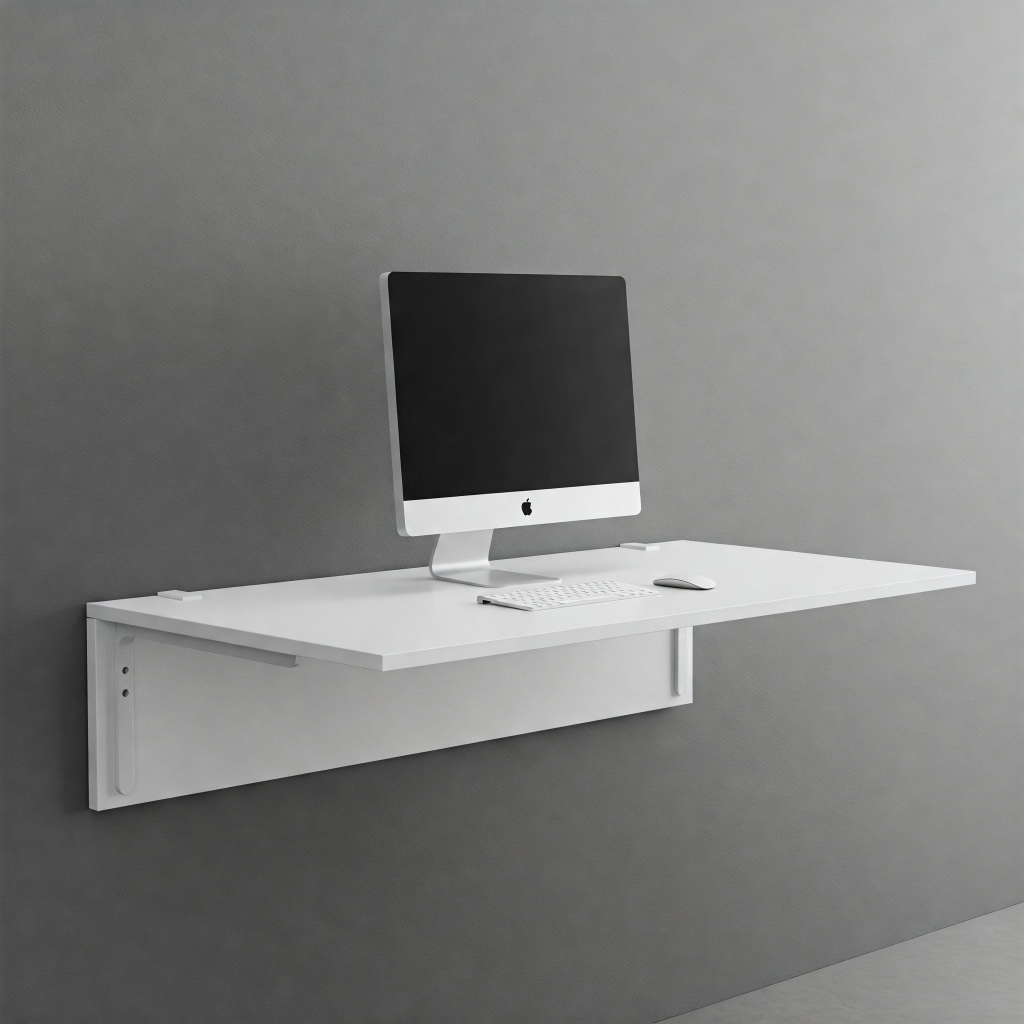 Mesa Suspensa Escrivaninha Escritório Branca Mdf Estudo Office Computador 100cm notebook Parede
