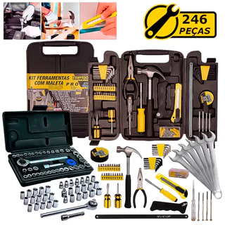 Kit De Ferramentas Completo 246 Peças Com Soquetes Catraca Reversível E Chaves Combinadas Uso Geral em Oferta na Shopee