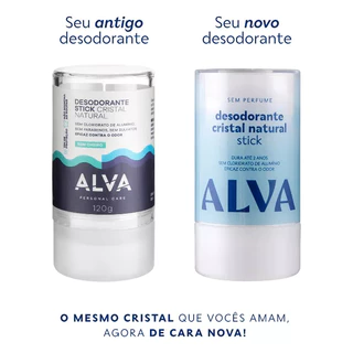 Desodorante Alva Cristal 120g – Proteção 24h, Sem Perfume