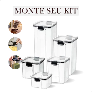 Monte seu Kit de Potes Herméticos para Mantimentos Cozinha Despensa Armário