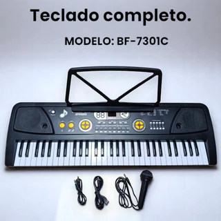 Teclado Eletrônico Piano Órgão 61 Teclas + Microfone + Cabo USB Bf-7031C em Oferta na Shopee