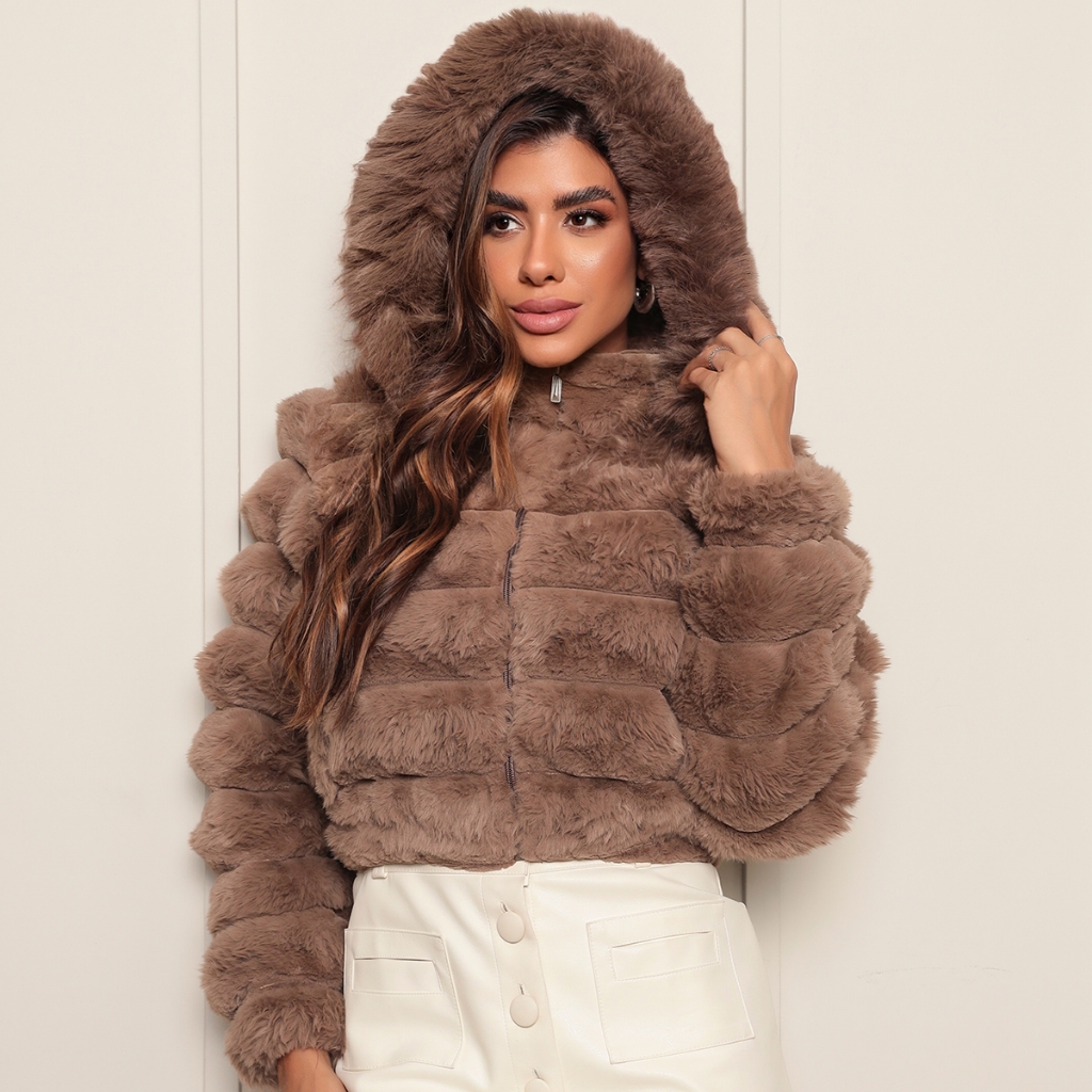 Jaqueta Puffer Feminino Gominho Moda Inverno Capuz Removível