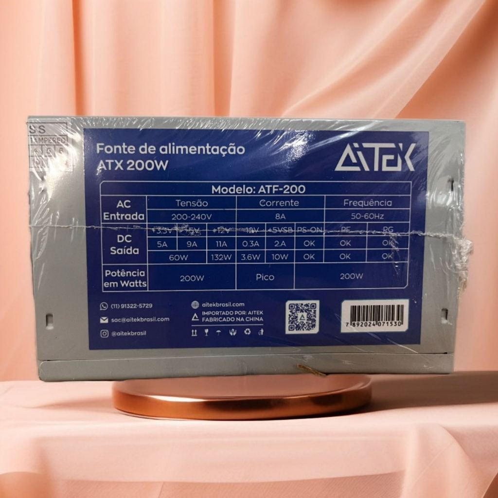 Fonte de alimentação Atx Pc 200W  350W 500W + Cabo De Alimentação