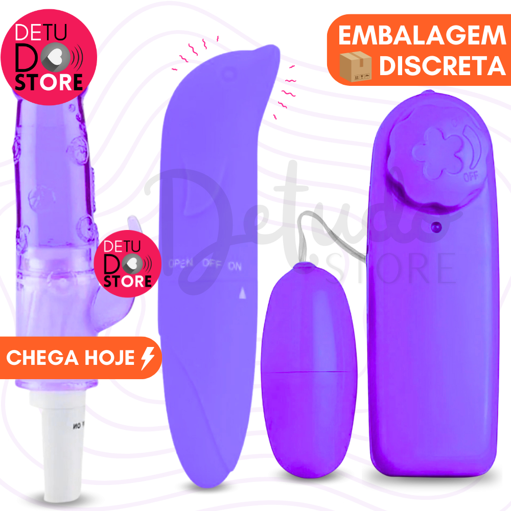 Kit Vibrador Feminino Ponto G Golfinho + Vibrador Jelly Rabbit Clitóris ...