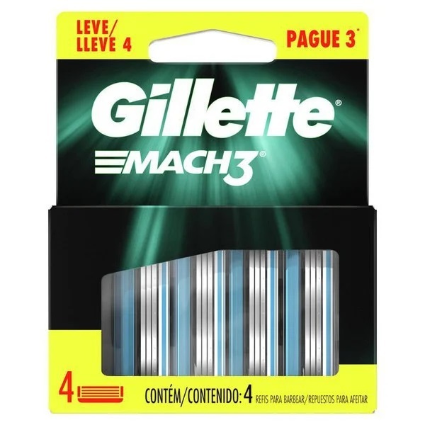 Aparelho de barbear Gillette MACH 3 Refil 16 Unidades