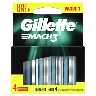Aparelho de barbear Gillette MACH 3 Refil 16 Unidades