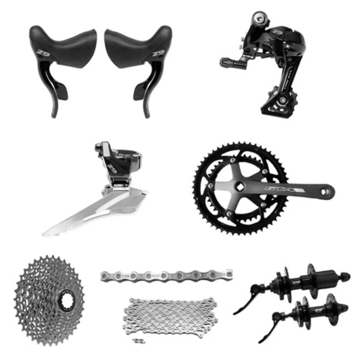 kit relação z9 gta road/gravel 2x9v (pedivela, cubos, corrente