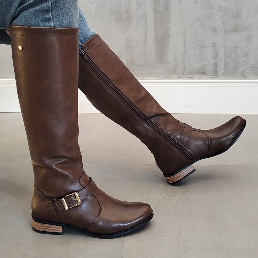 Bota Feminina Montaria Abaí Cano Longo Salto Baixo | Shopee Brasil