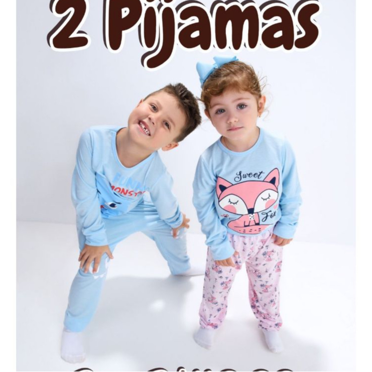 Kit 2 Pijamas Infantis Manga Longa Meninos Meninas Inverno Dormir Conforto Qualidade Tamanhos 4 ao 14 em Oferta na Shopee