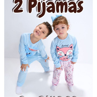 Kit 2 Pijamas Infantis Manga Longa Meninos Meninas Inverno Dormir Conforto Qualidade Tamanhos 4 ao 14 em Oferta na Shopee