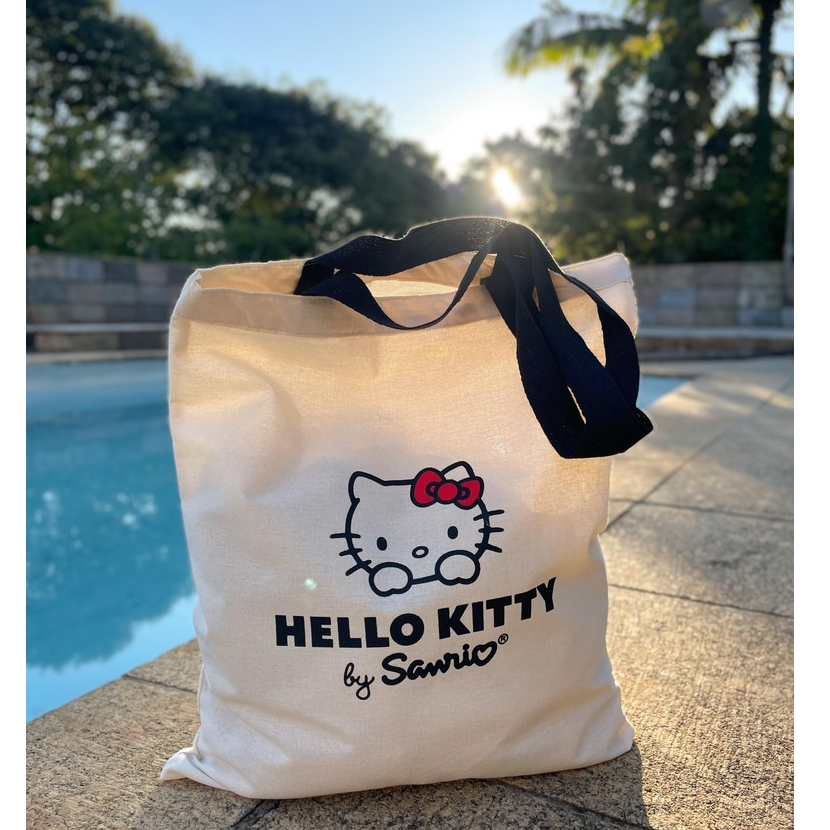 Bolsa Sacola Ecobag Algodão Cru hello kitty