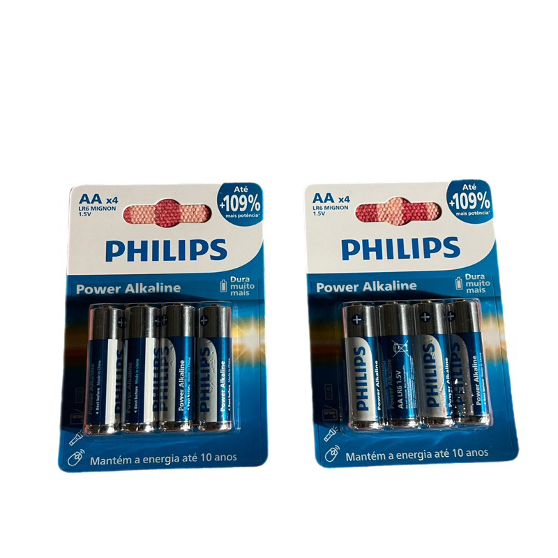 2 Cartelas Pilhas Philips Aa Power Alkaline Para Fechadura Eletrônica ...