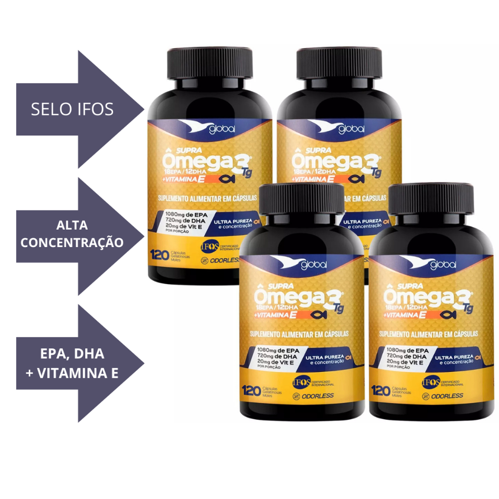 Kit 4x Omega 3 TG Selo IFOS - Alta Concentração Epa + Dha + Vit E - 480 ...