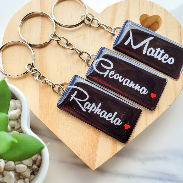 Chaveiro Retangular Personalizado com Nome | Foto | Data