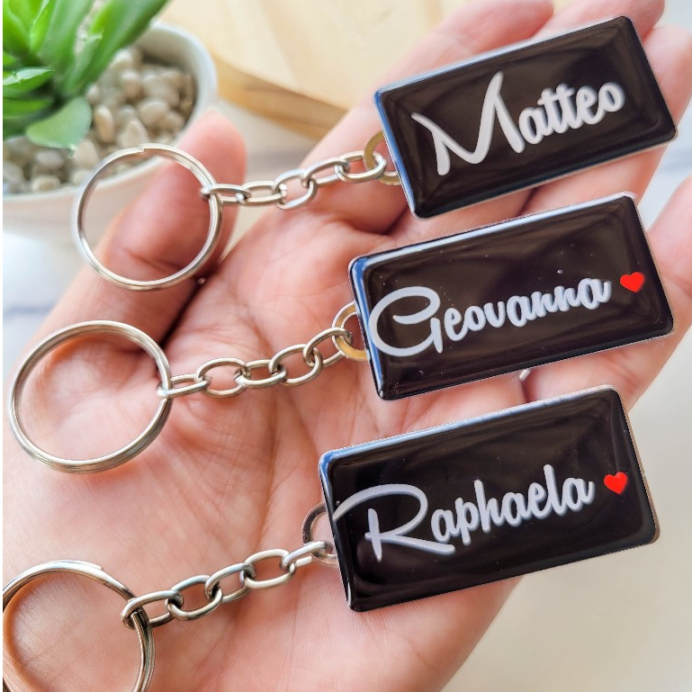 Chaveiro Retangular Personalizado com Nome | Foto | Data