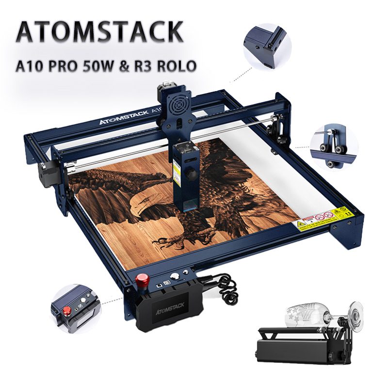 Atomstack A10 Pro 50w Laser Engraver Máquina Gravadora E Corte Laser & R3 ROLO