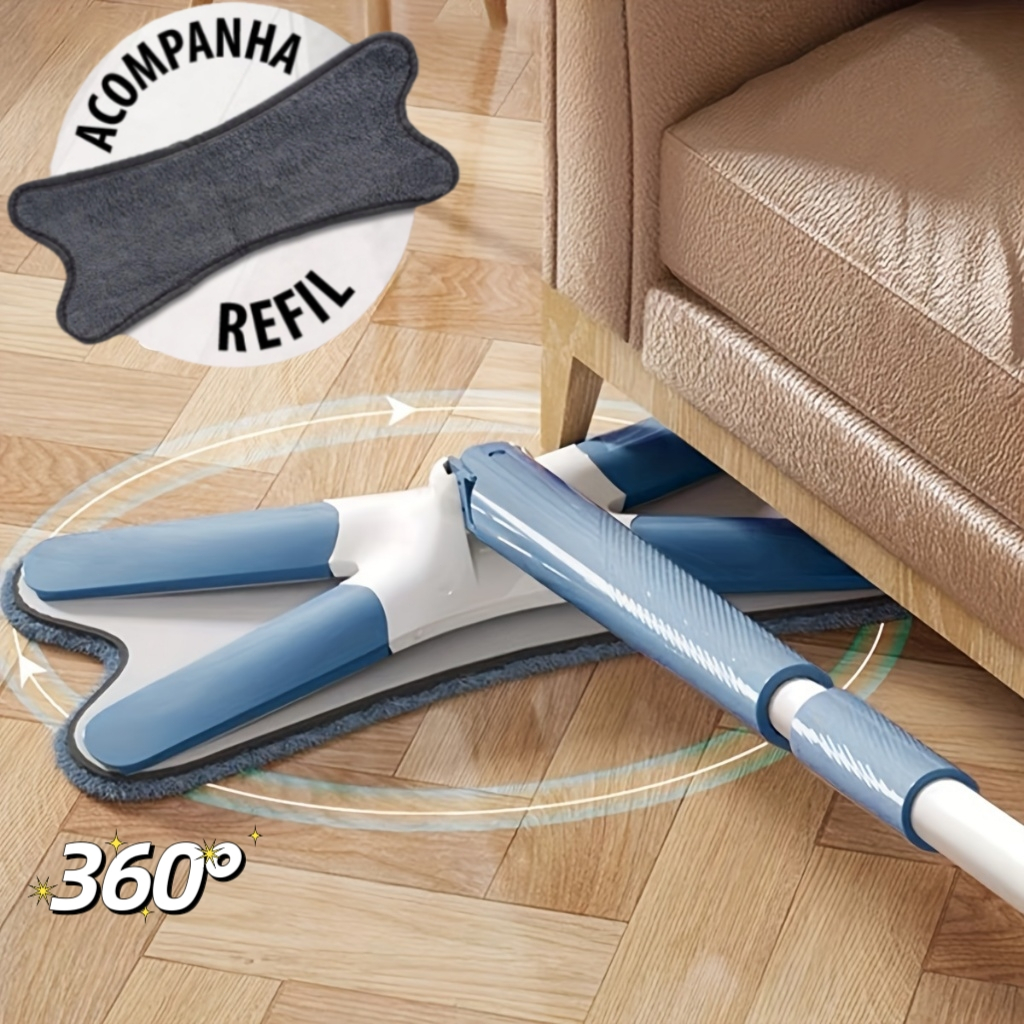 Imagem do produto Esfregão Giratório 2 Refis 130 comprimento Twis Máquina Lavável Microfibra Multiuso Magic 360° Limpeza Mop 1