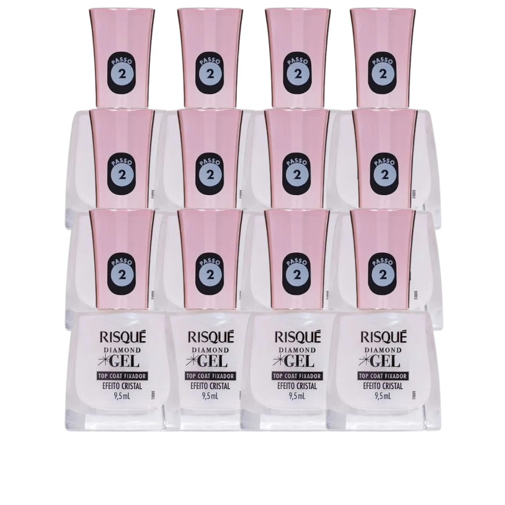 Top Coat Fixador Risque Diamond Gel Cristal Kit Com 12 Unidades ...
