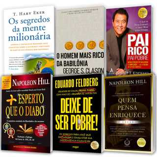 Livros de Finanças Os Segredos da Mente Milionária + Pai Rico Pai Pobre + Deixe de Ser Pobre!...