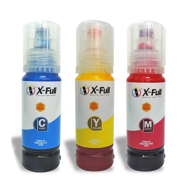 KIT Tinta Corante Compatível Marca X-FullT504T544 L3108, L3110, L3111, L3118, L3119, L3150, L3158, L4150, L4158, L4160