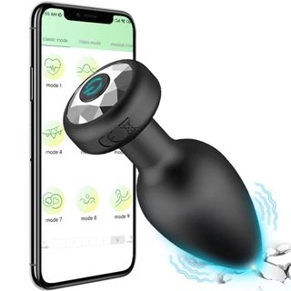 Plug anal vibrador bluetooth aplicativo controle no celular 10 modos de vibração