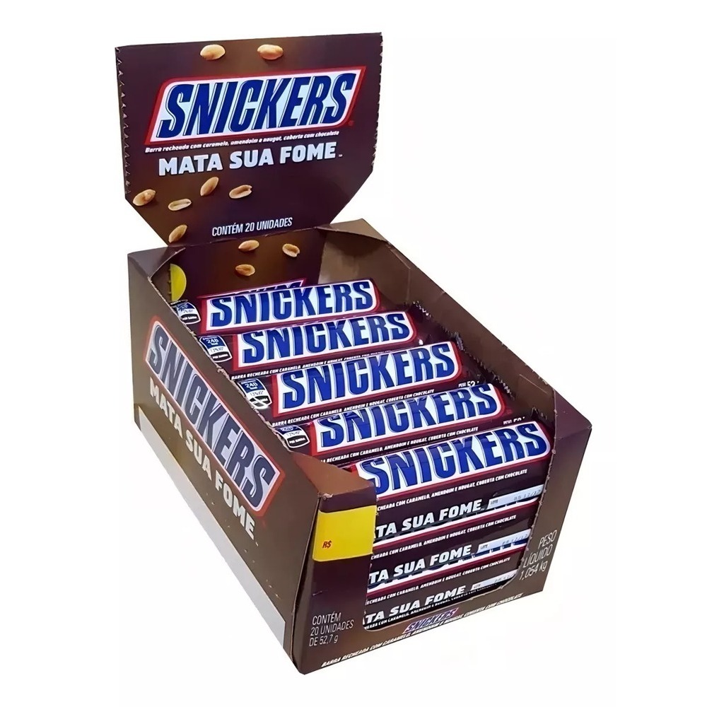 Chocolate Caixa de Snickers 20 unid. com 45 gramas cada | Shopee Brasil
