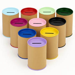 50 Cofres , cofrinho , porta moedas para personalizar (papelão) 9.5 CM DE ALTURA DIAMETRO 6 CM em Oferta na Shopee