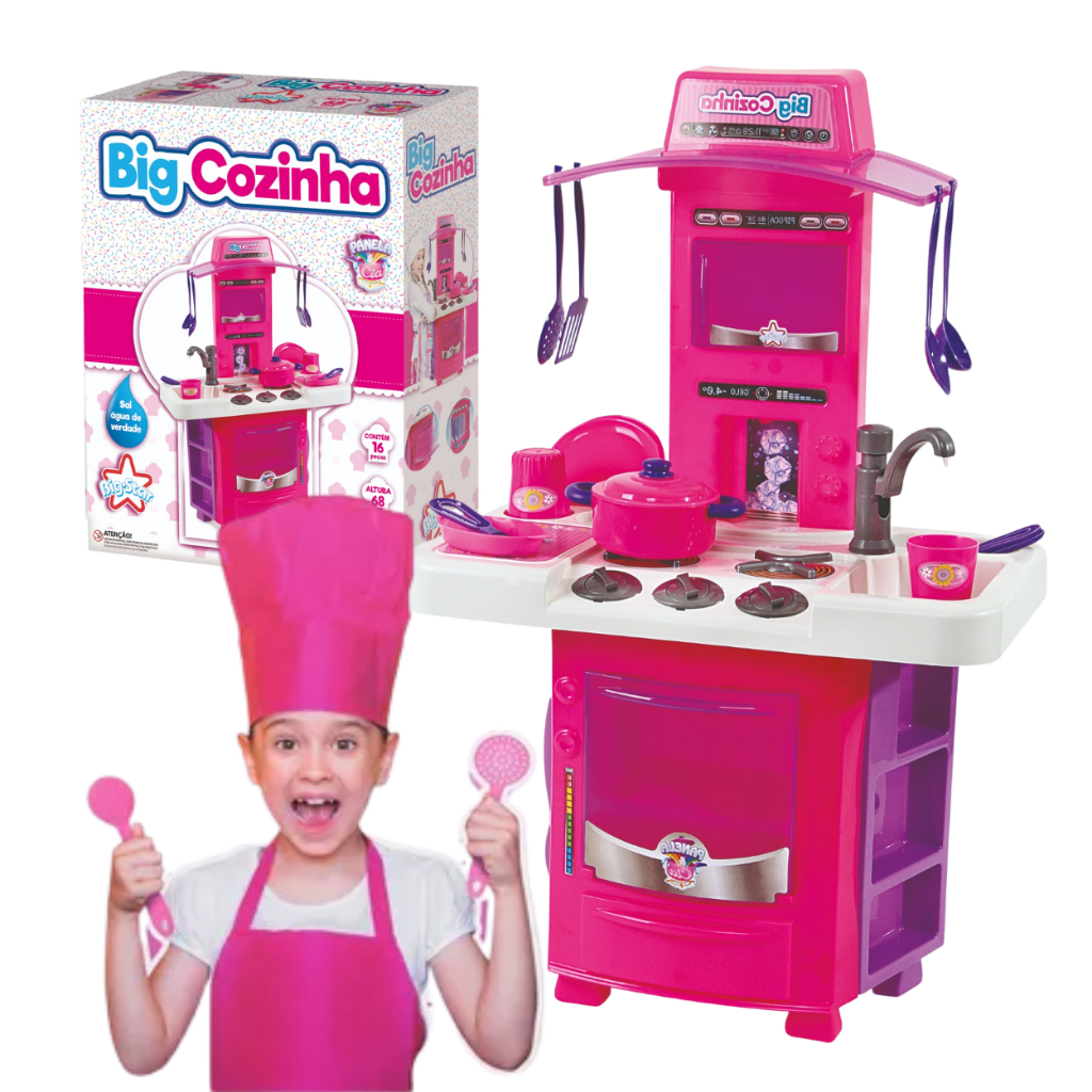Kit Cozinha Infantil Grande de Brinquedo Completa Com Torneira Sai Água ...