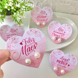 LEMBRANCINHA CARD COM CARTÃO COM BRINCO DIA DAS MÃES 50 PARES em Oferta na Shopee
