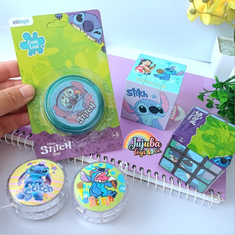 kit Ioiô com luz e cubo mágico stitch jogo de raciocínio brinquedo ...