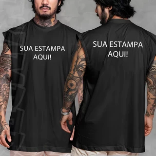Camiseta regata machao oversized Personalizada ESCOLHA SUA ESTAMPA em algodao unissex Longline