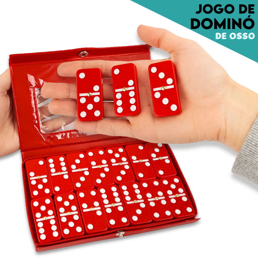 Dominó Profissional Vermelho com Pedras Grandes – Jogo Clássico Para ...