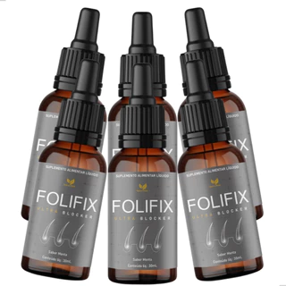 6 Folifix Ultra Blocker Original Suplemento Natural Capilar Gotas - 30ml