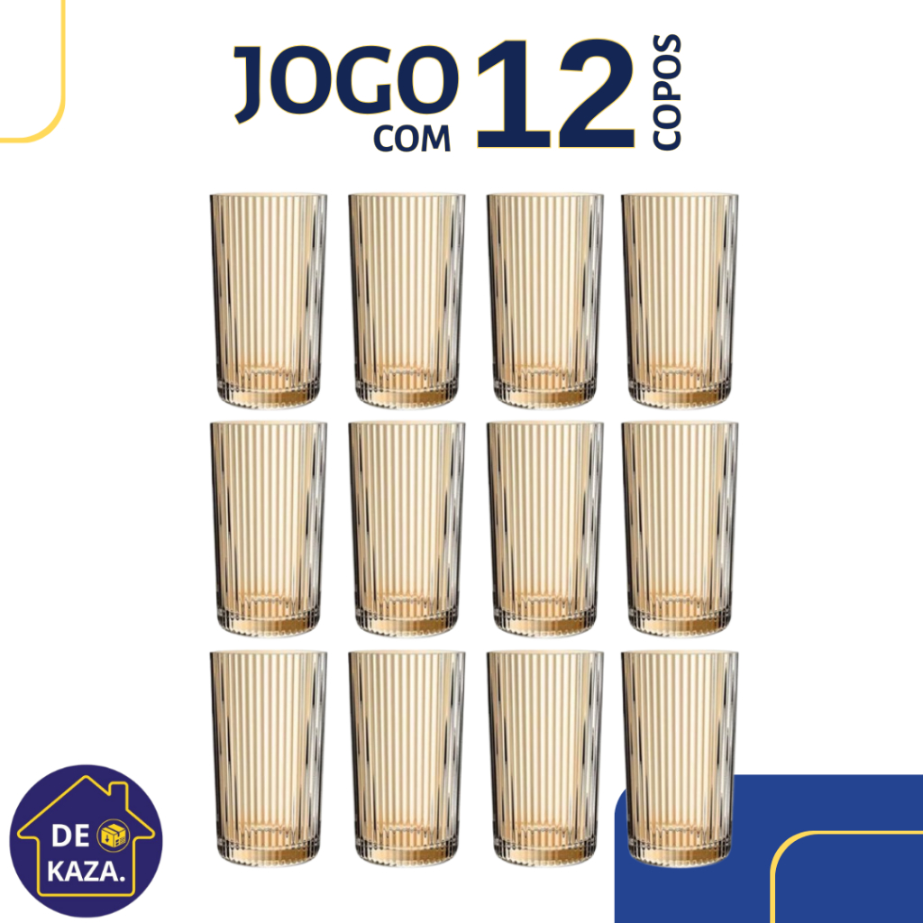JOGO DE COPOS LONG DRINK GRAFFIATO 370 ML COM 6 UNIDADES VIDRO
