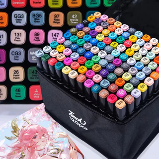 Conjunto De Canetas Marcador Ponta Dupla 24/36/48/60 Cores Com Bolsa/ Pintura De Arte/Aquarela em Oferta na Shopee