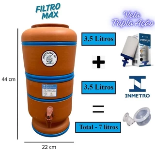 Filtro de barro 7 litros total MÁXIMA filtragem com vela Premium triplaçao
