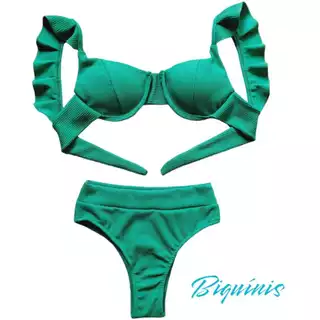 bikini feminino babado calcinha hot paint tendencia 2025 com bojos e forrado praia e piscina em Oferta na Shopee